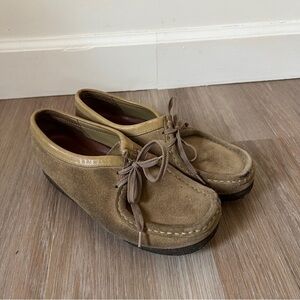 Clarks Wallabee Suede Shoes Women’s 9 Tan Crepe Sole Classic Lea